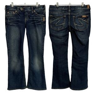 Silver Jeans Tina Bootcut Womens Sz 28 HEMMED 27” Inseam Mini Flare Dark Wash